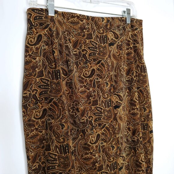 Vintage Womens Paisley Floral Maxi Skirt Sz 12 Brown Black Whimsigoth Dark Fairy - Picture 3 of 6